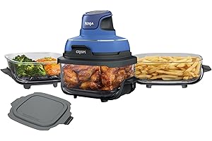 Ninja Crispi 5-in-1 Portable Glass Air Fryer Cooking System, 1500W, 6-Cup, 4-Quart & 2.5-Quart TempWare Containers With Lids,