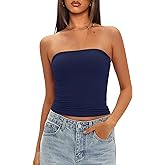 Darong Womens Padded Tube Tops Bulit in Bra Strapless Crop Tops Bandeau Double Lined Basic Going Out Tank Top