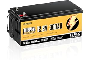 Rvpozwer 12V 300Ah LiFePO4 Battery, Built-in 200A BMS, 15000 Deep Cycles, 3840Wh, Low Temp Protection Lithium Iron Phosphate Battery for Home Energy, RV, Trolling Motor, Marine, Solar, Off-Grid