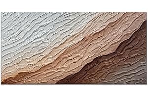 EVERFUN ART Hand-Painted Textured Wave Landscape Oil Painting on Canvas 58x29 Inch Extra Large Abstract 3D Minimalist Wall Decorative Art Framed Acrylic Painting