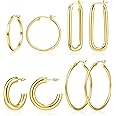 Adoyi 9 Pairs Gold Hoop Earrings Set for Womens Twisted Huggie Hoops Earrings 14K 18K Gold Plated for Girls Valentines Mother's Day Birthday Gifts Lightweight