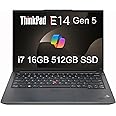 Lenovo ThinkPad E14 Gen 5 Business Laptop (14" FHD+ Anti-Glare, Intel 10-Core i7-1355U, 16GB RAM, 512GB SSD) Backlit, Fingerprint, Fast Charge, 1080p RGB Webcam, Wi-Fi 6, Win 11 Pro w/Copilot