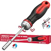 1/4&Prime; Magnetic Ratcheting Screwdriver, Durable Bit Holding Screwdriver With Non-Slip Handle 220mm Long Multi Tip Screwdrivers Ratchet Bits Driver Ergonomic Cushion Grip For Garage &amp; Daily Repair