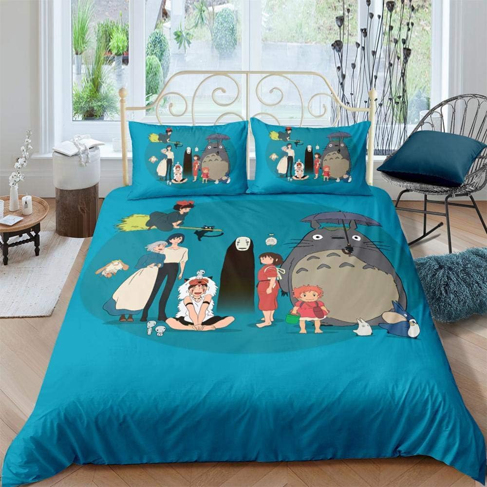 Totoro Howl s Moving Castle Anime 3 unids/Set Juego de Cama sábana para