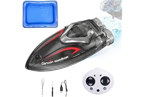 QAONIE Mini RC Boat, 10 KPH Cute RC Boats with 100mAh Battery, Dual Engine, LED Light, Fun in Pool/Bathtub/Washbasin/Lake.