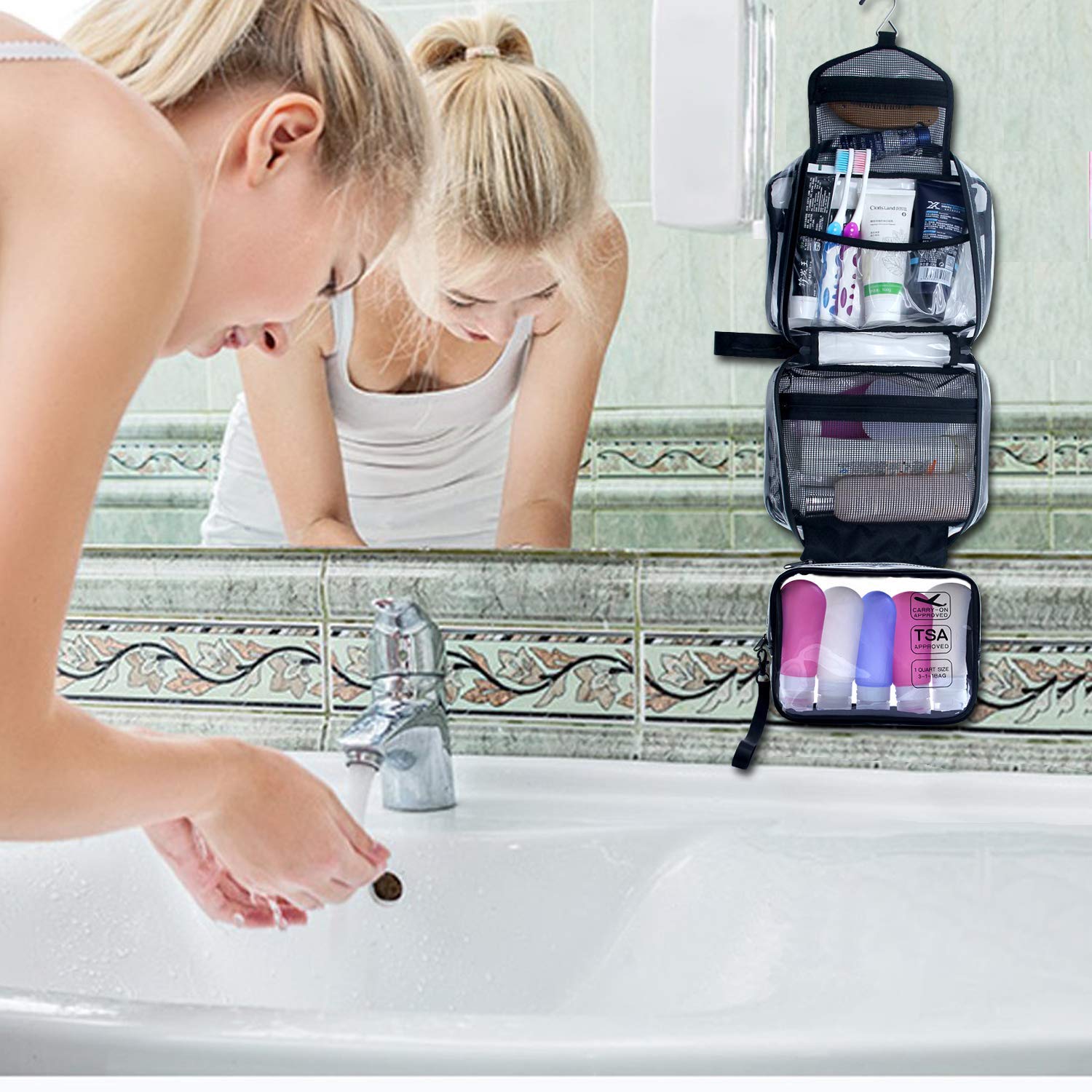 Toiletry Bag,Hanging Toiletry Bag With Detachable TSA Approved Portable Clear eBay