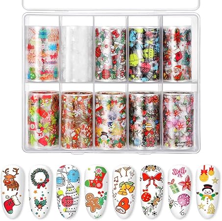 Simboli Natale.Sayhia Adesivi Per Il Trasferimento Di Lamina Di Chiodo Di Natale Simboli Di Natale Adesivi Per Nail Art Suggerimenti Avvolge Decalcomanie Per Unghie Fai Da Te Amazon It Casa E Cucina