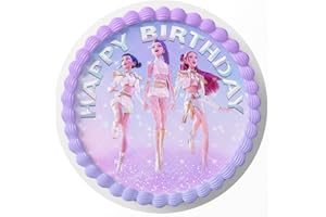 CAKECERY 7.5 Inch Edible Cake Topper – Popular Kpop Girls Cute Edible Cake Decorations Round