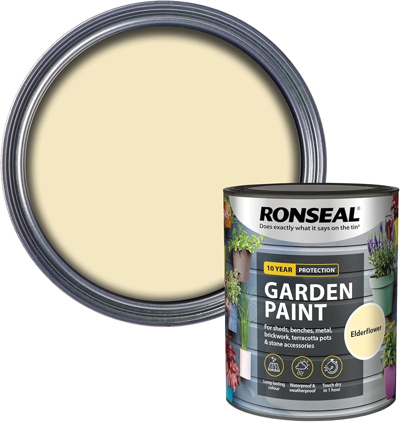 Ronseal Garden Paint Elderflower GPEF750 750ml High Solid Resists Cracking