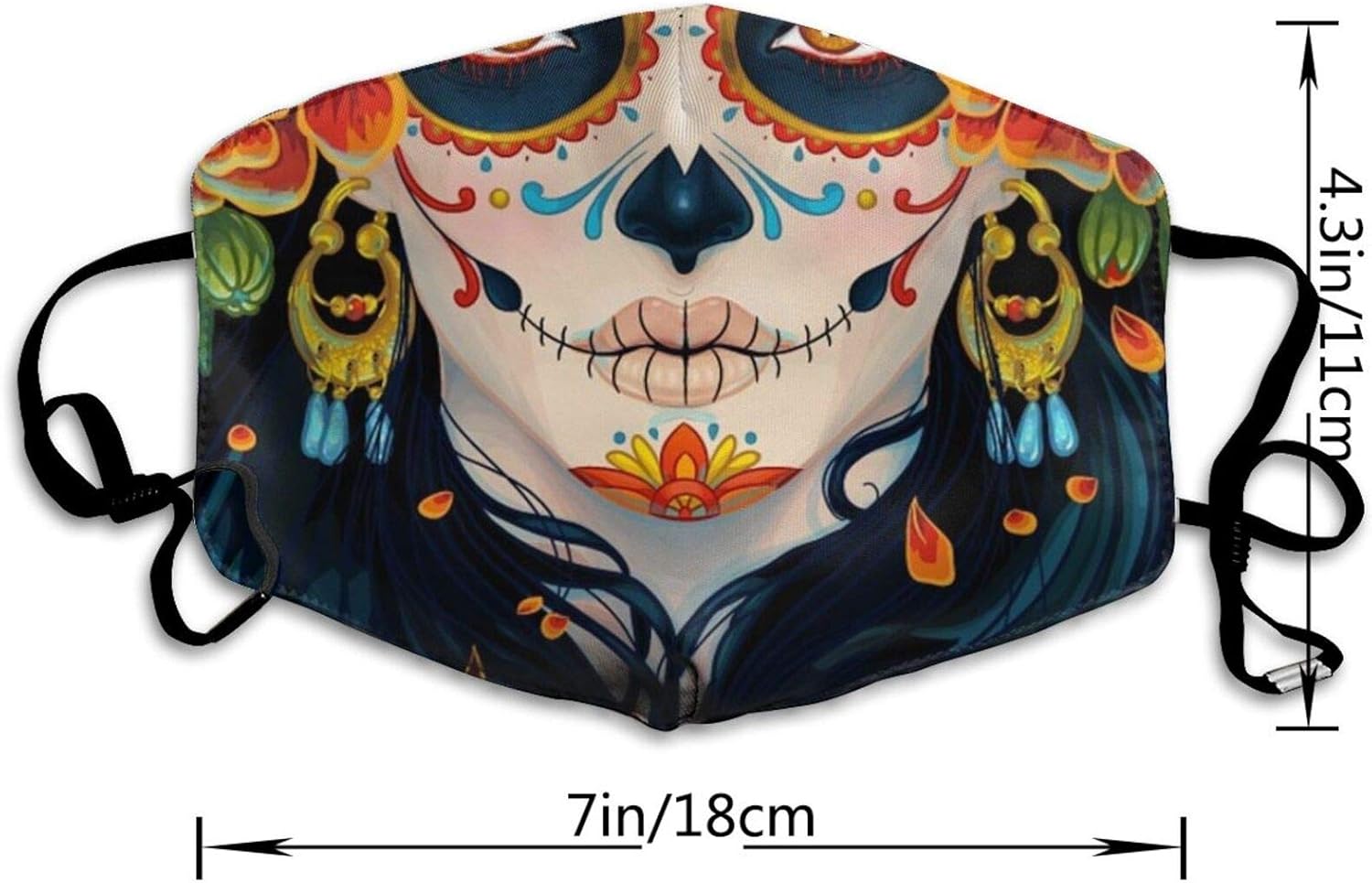 Sikulei Fashion Design Day of The Dead Sugar Skull Floral Nose Mask Reusable Adjustable WinProof Gaiters Outdoor for Adult : Sports & Outdoors