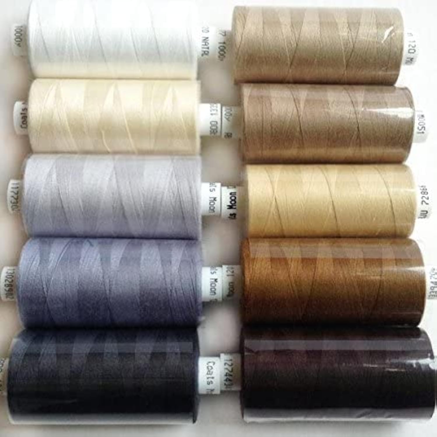 10 x Moon Polyester Reels Thread Sewing Over Locking Coats 1000 yards 120’s (Brown)