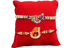 TIED RIBBONS Set of 2 Rakhi for Brother Rakhi for Bhaiya | Wishes Card | Roli Tikka - Raksha Bandhan Rakhi Bracelet for Brother