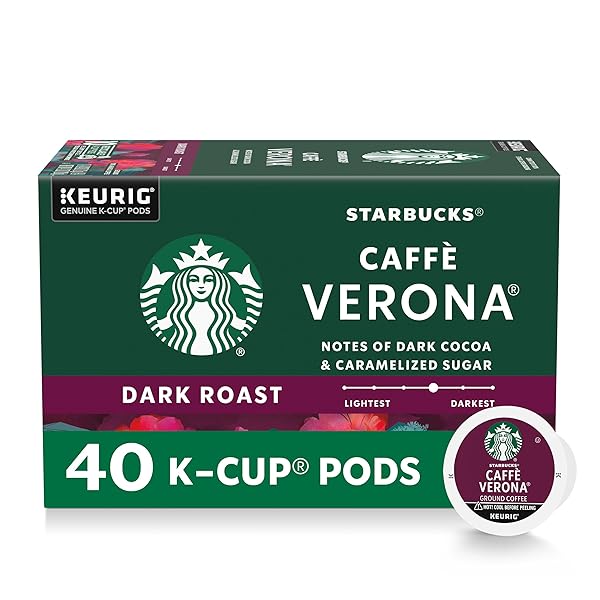 STARBUCKS K-CUP COFFEE PODS, DARK ROAST, CAFFÈ VERONA FOR KEURIG BREWERS, 100% ARABICA, 1 BOX (40 PODS)