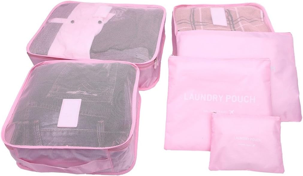 Compression Packing Cubes 6pcs Travel Organizers Waterproof Laundry Bag