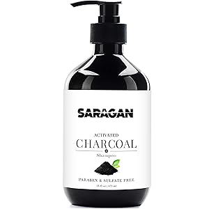 Saragan Pure Activated Charcoal Shampoo – Best Sulfate Free, Daily All Natural Clarifying Shampoo for Healthy Hair and Cleansing Scalp Treatment – With Keratin, Argan Oil and Jojoba Oil