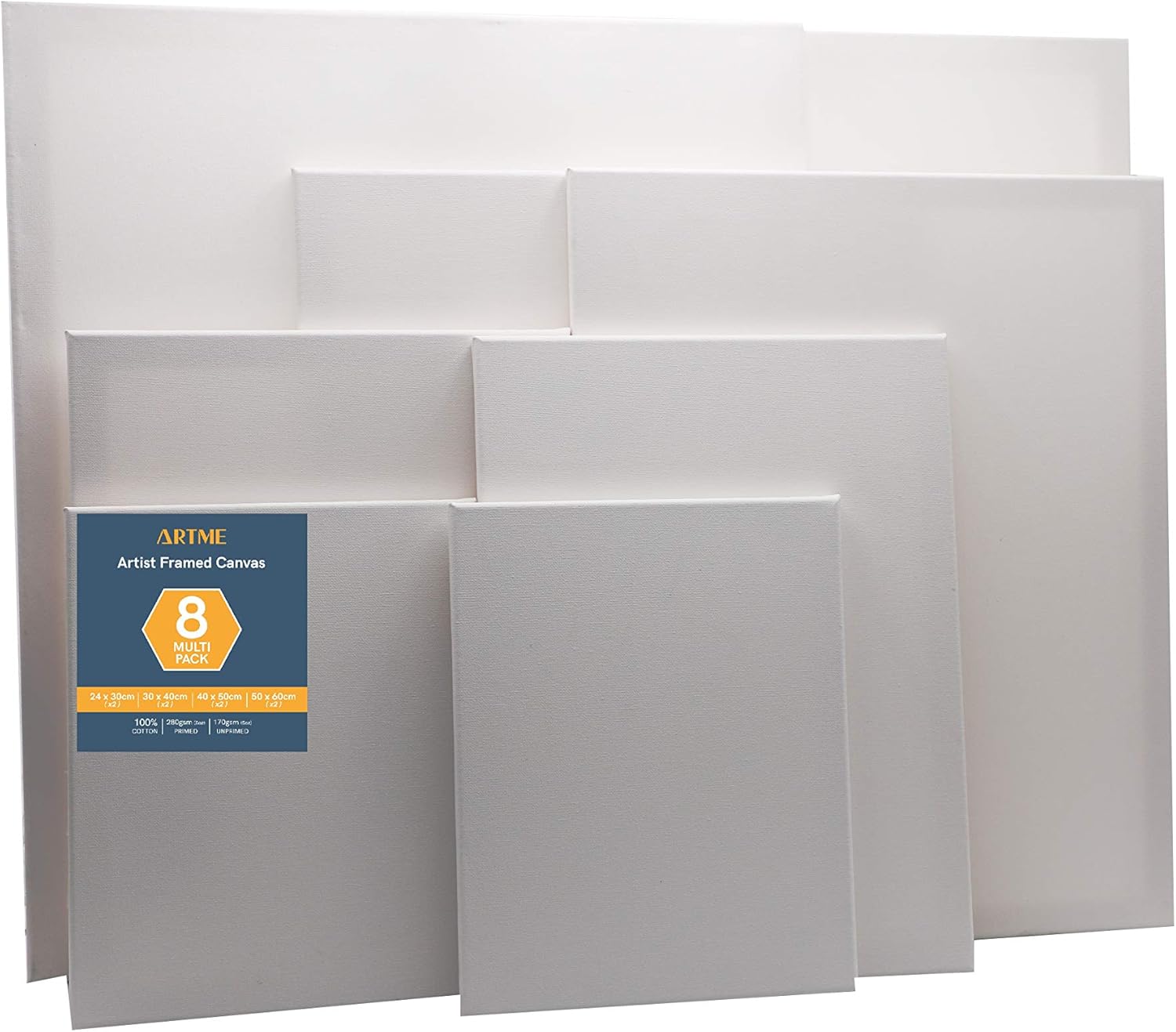 Artme Pre-Stretched Canvas 8pcs -24x30, 30x40, 40x50