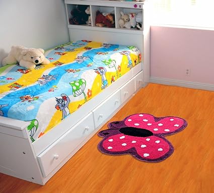 Saral Home Microfiber Anti Slip Kids Design Bathmat (Pink,40X60cm)