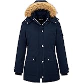 Soularge Women's Winter Plus Size Waterproof Thicken Puffer Coat with Faux fur Hood