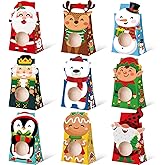 Pajean 36 Pcs Christmas Treat Boxes with Clear Window, Xmas Candy Goodie Cookie Box Bulk Paper Christmas Gift Bag for Holiday Treat Wrapping Supplies Classroom Xmas Party Favors (6 x 4 x 2 Inch)