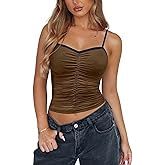 Avidlove Sexy Tops for Women Y2K Tank Top Mesh Camisole Cami Crop Trendy Ruched Going Out Tops
