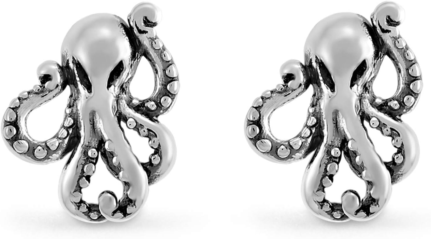 BomaSterling Silver Octopus Stud Earrings by Boma Jewelry