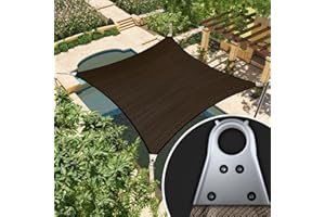 Amgo 16' x 22' Brown Rectangle Super Ring Sun Shade Sail UPF50+ AGSRR Canopy Awning Shades for Patio, Commercial Standard, 260 GSM Heavy Duty, 98% UV Blockage, 5 Years Warranty (We Customize)