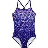 Dolxico Girls Swimsuit One Piece Bathing Suit with Adjustable Straps Cute Little Kids Swimming Suits Beach Swimwear 4T-12