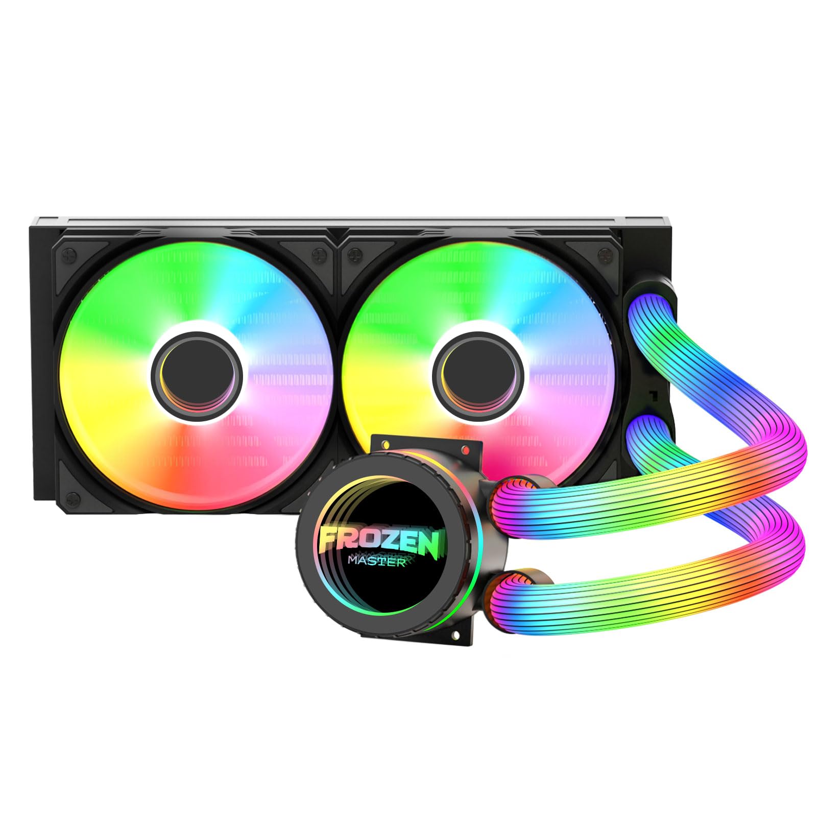 240mm AIO ARGB CPU Liquid Cooler, ARGB LED Tube, 2×120mm PWM Fans, Black CPU Water Cooler for AMD/AM5/AM4, Intel LGA 1700/1150/1151/1200/2011, Gaming