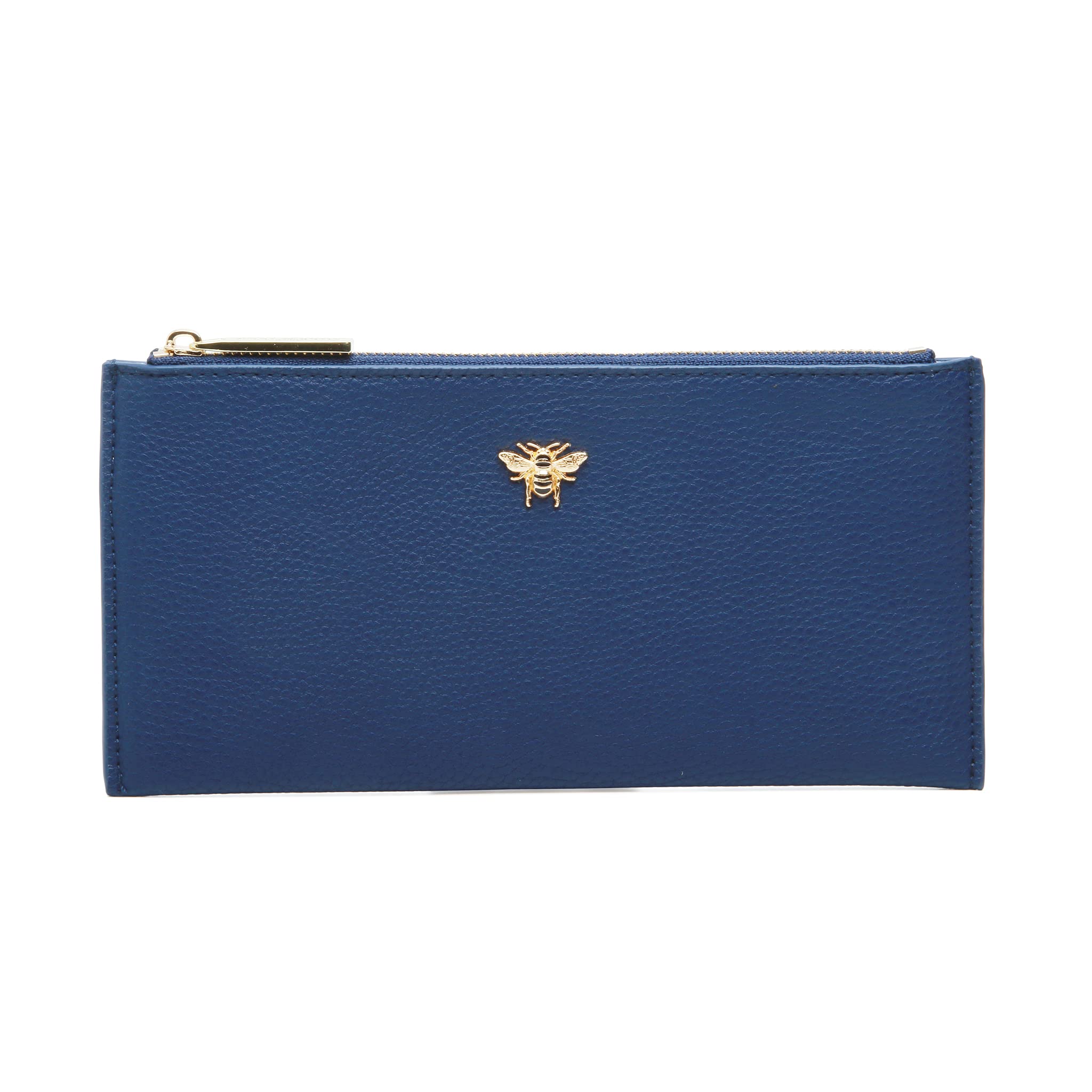 Alice Wheeler Large Slim Bumble Bee Coin and Card Purse (Navy Blue)