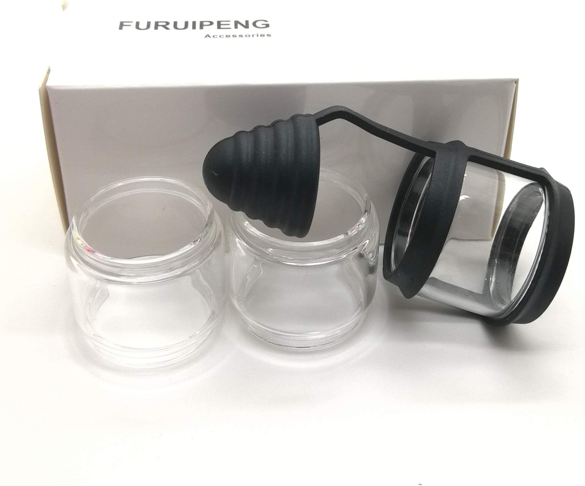 Furuipeng Bulb Glass + Silicone Anti Slip Band with Drip Tip Cover for Hellvape Dead Rabbit RTA 25mm Tank (Black)