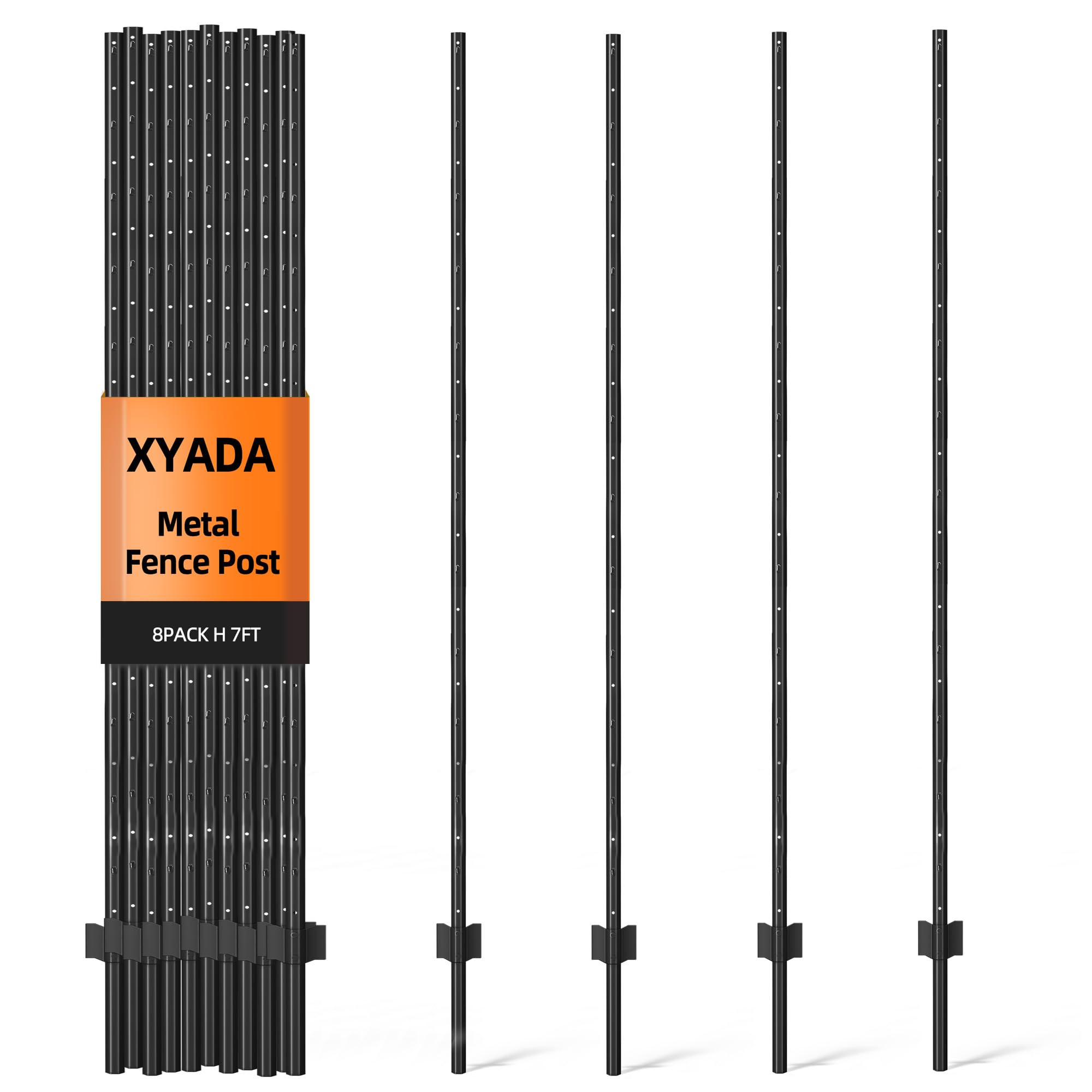 Photo 1 of XYADA Fence Posts Sturdy Duty Metal Fence Post,U Post for Fencing in Garden Yard and Outdoor Wire (7FT- 8 Pack)