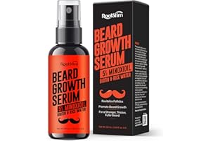 ROOTSTIM Minoxidil Beard Growth Serum for Men: 5% Minoxidil Hair Regrowth Spray with Biotin & Rice Water - Extra Strength Beard Growth Oil for Stronger Thicker Fuller Beard Faster - 60ML