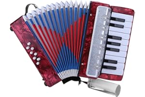 JTLB 17 Key 8 Bass Piano Accordion, Musical Instrument for Beginners and Students (Red)