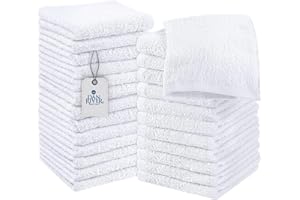 DAN RIVER 100% Cotton Wash Cloths 24 Pack [12x12] Soft & Absorbent wash Clothes, Gym, Hotels & Spa Perfect for Everyday Use Fingertip Towels, White