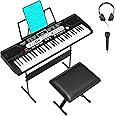 Keyboard Piano, Piano Keyboard 61 Key, Portable Electric Keyboard Piano, Musical Keyboard Piano Set with Microphone, Headphones, Stand, Bench and Carrying Bag