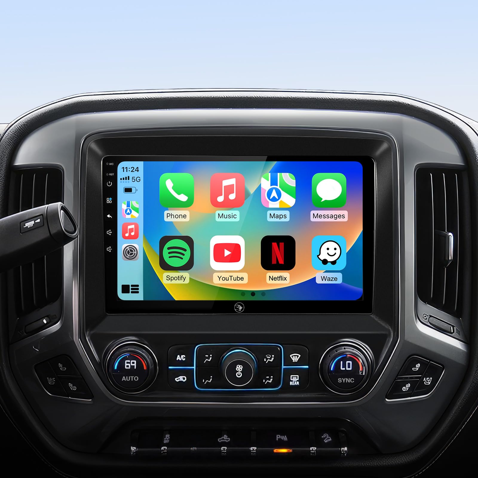 Photo 1 of 10.2'' Car Radio Stereo for Chevy Silverado 2014 2015 2016 2017 2018 GMC Sierra Replacement Upgrade 5G WiFi 2+64G Wireless Carplay/Android Auto/GPS/Bluetooth/FM Radio/1080P SWC
