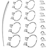 Msndnkwo Horseshoe Nose Ring Surgical Steel Double Stud Nose Ring 16g Lip Rings Cubic Zirconia Daith Piercing Jewelry for Women Inner Diameter 6/8/10/12mm Piercing Taper Tool