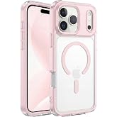 GUO SECOND Magnetic Clear Case for iPhone 17 Pro Max Light Pink | Compatible with MagSafe Clear Colorful Cute Case Women Girls Shockproof TPU Military-Grade Drop Full Camera Protection