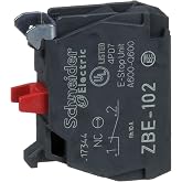 Schneider Electric ZBE102 Harmony XB4 Single Contact Block for Industrial Machines and Manufacturing, Screw Clamp Terminal, 1NC, Silver Alloy