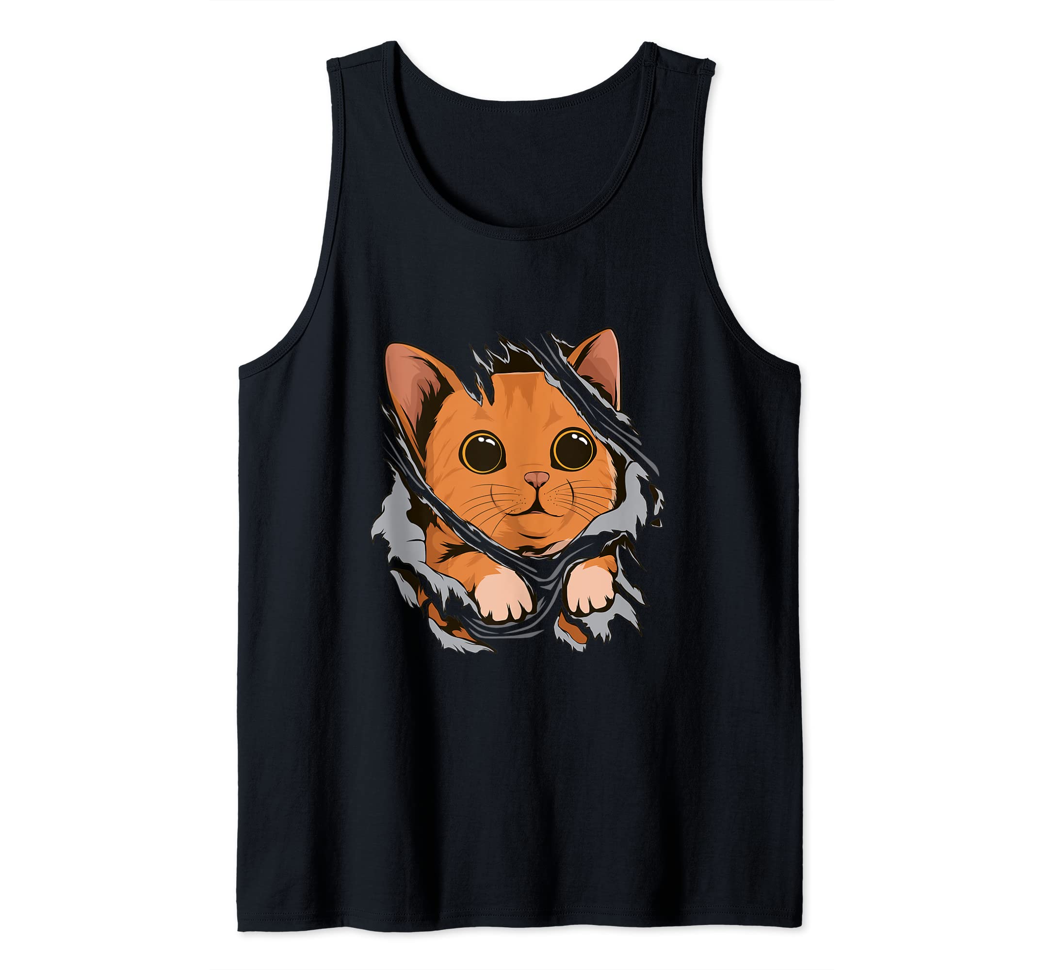 Cat From Inside Torn Apparel Kitten Cat Tank Top