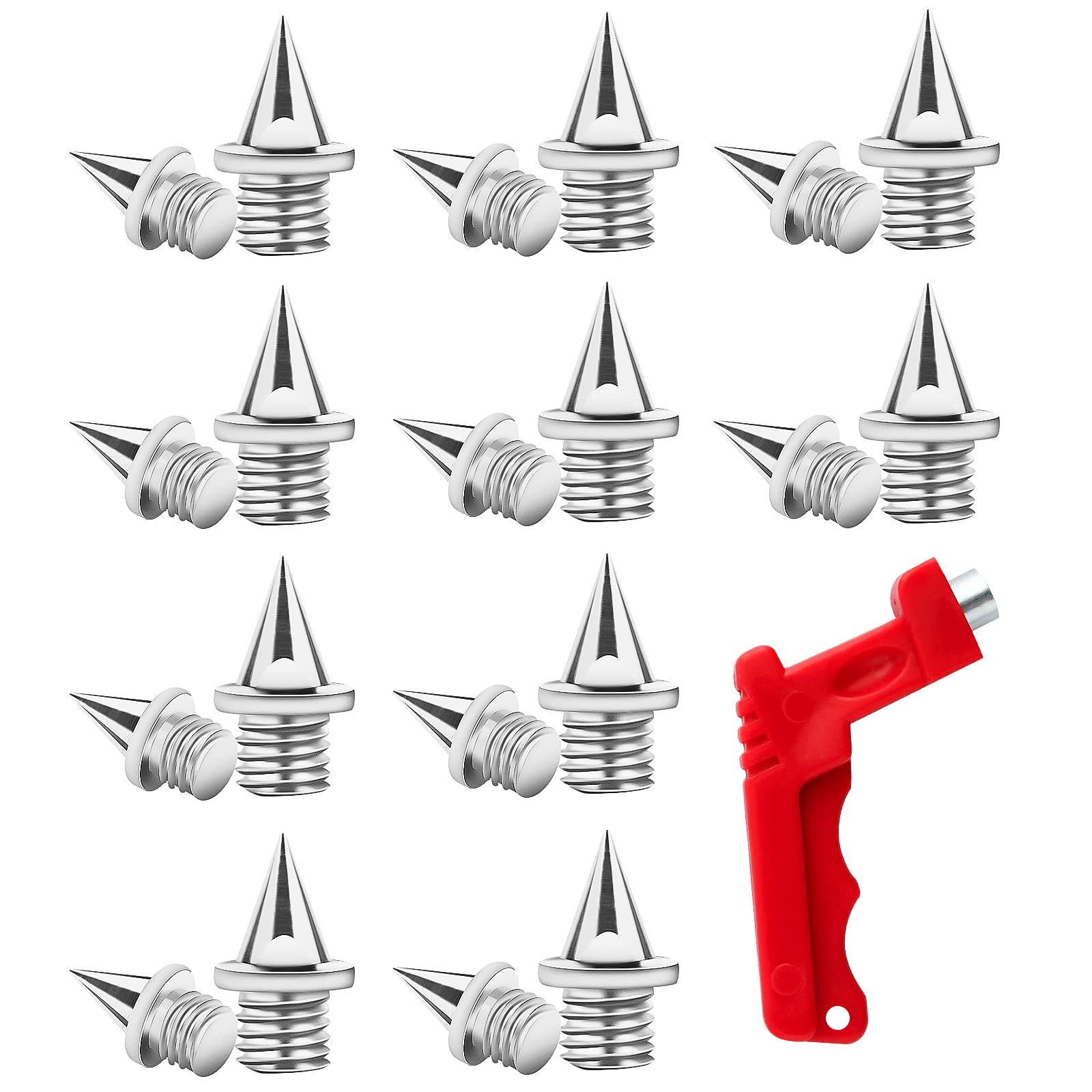 LUTER 20pcs 1/4inch Track Spikes with Spike Wrench Stainless Steel Replacement for Sports Shoes Long Jump Track and Field Sprint (Silver)