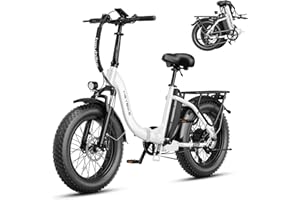 Heybike Ranger Electric Bike for Adults, Peak 1400W Upgraded Motor Ebike, 28MPH [20" Fat Tire All-Terrain] 600Wh Removable Battery Folding Step-Thru E Bike with Front Suspension