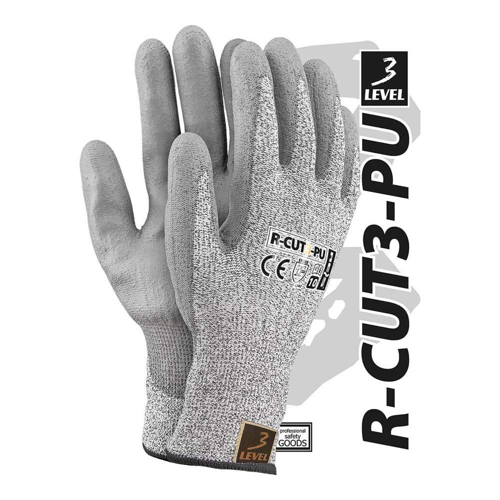 Reis R-CUT3-Pu_7 Level3 Protective Gloves, Black-White-Grey, 7 Size, Pack of 12
