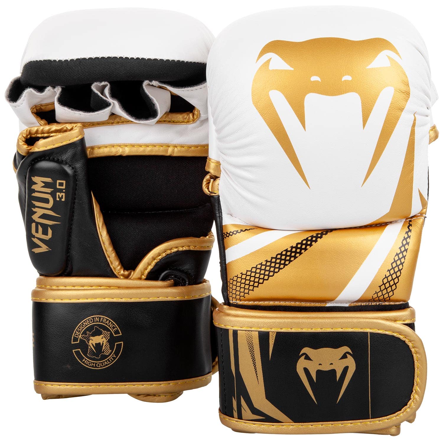 Venum, Challenger 3.0 Sparring Gloves, Unisex Adult, S, White/Black/Gold