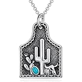 PELOVNY Boho Turquoise Necklace S925 Sterling Silver Moon Phase Sun Cactus Western Turquoise Jewelry Birthday Christmas Day Gifts for Women…