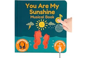 Cali's Books You Are My Sunshine Music Book Toddlers 1-3 Years Old - Nursery Rhymes Musical Book, Headphone Jack, Interactive Baby Sound Book, Singing Toy Children Girls Learning Song Toy Toddler Boys