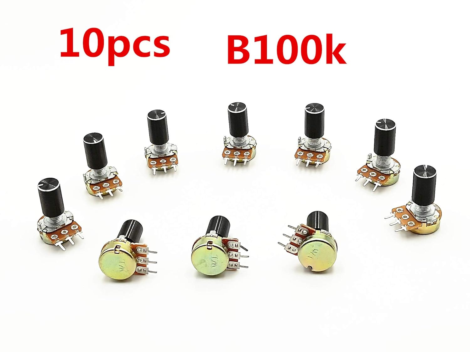 5x Potentiometer Switch 100k 20 Alpha b100k 6mm axis; 100 Ohm Passive