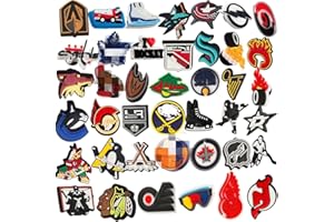 41Pcs Hockey Team Shoe Charms, Ice Hockey Teams Shoe Decoration Accessories for Boys Girls Teens Men Women, Holiday Birthday 