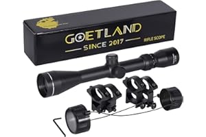 Goetland Rifle Scope 3-9x40 SFP Crosshair R4 Reticle with Ring Mounts for Air Gun Airsoft Hunting Tactical