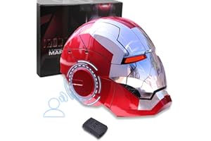 POLYACER Adult Iron-Mans Helmet Electronic MK 5 Helmet with Jarvis Voice/Sensing/Remote Control Open/Close Sounds & LED Eyes Light Up Super Hero Movie 1:1 Model for Halloween